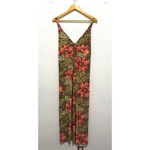 Vintage Y2K Maxi Dress Floral Leopard Print Mob Wife Large